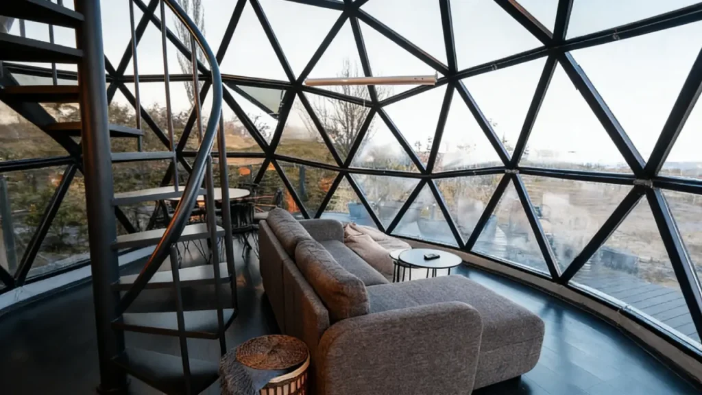 blue glass dome tent