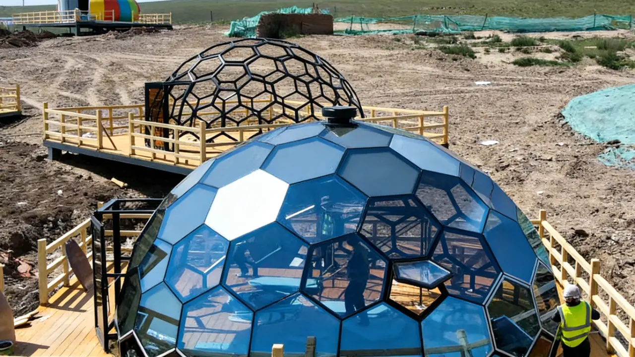 glass dome with wooden base
