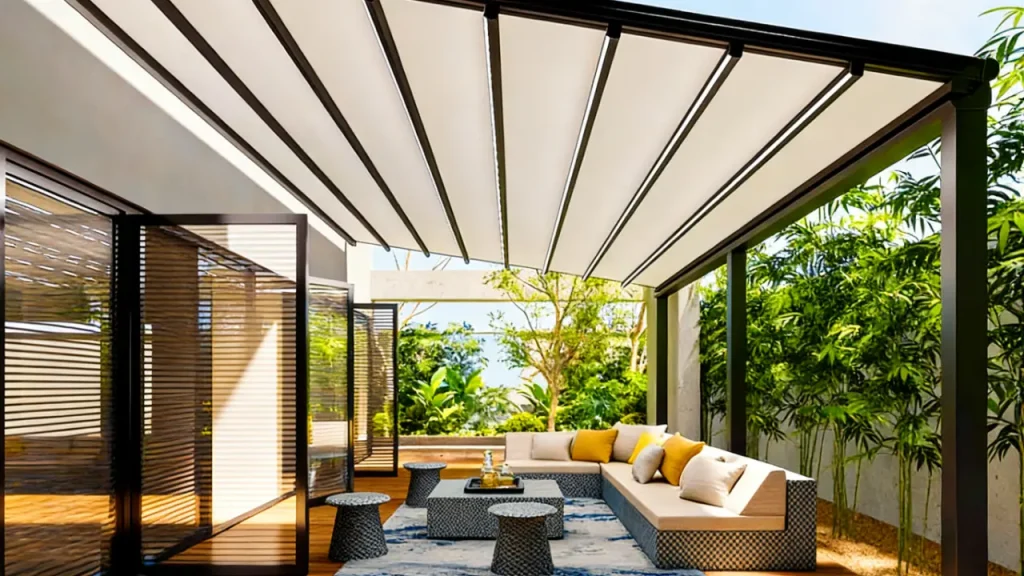 aluminium pergola with retractable roof