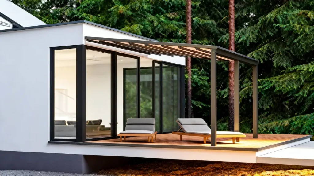 aluminium pergola with sides