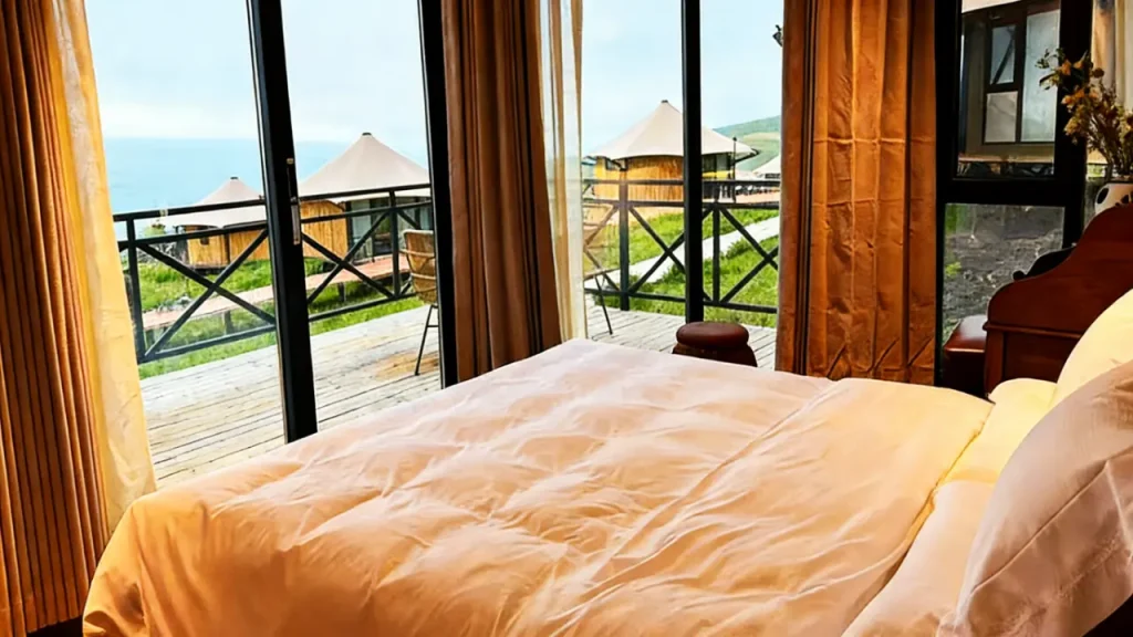glamping tent with bathroom