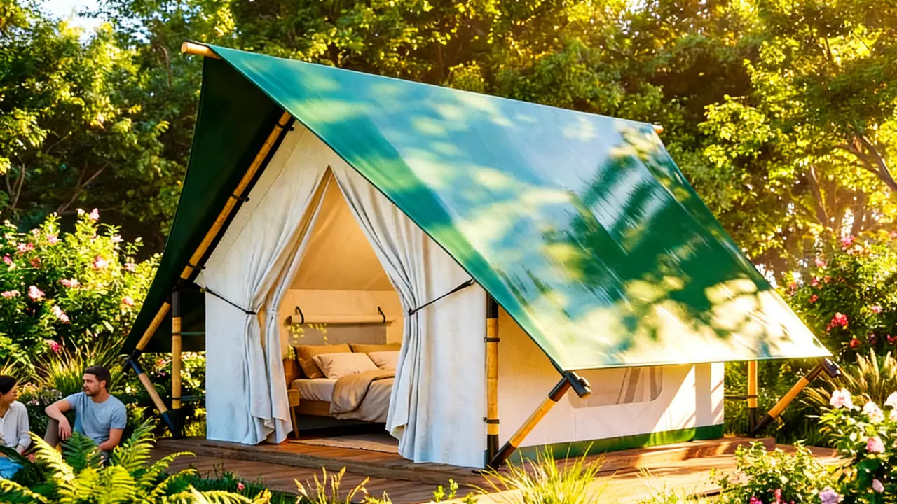 glamping tent with bathroom