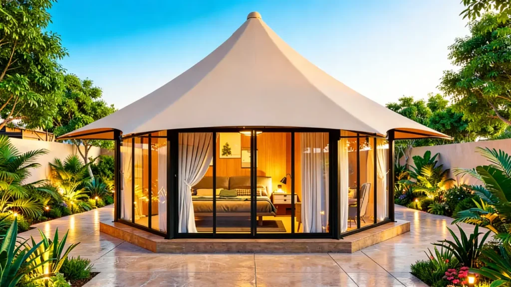 romantic glamping with hot tub